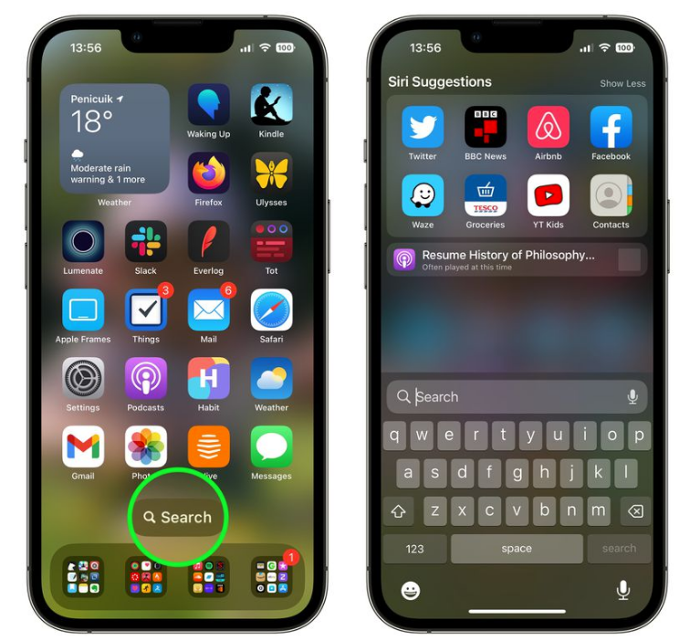 浑源苹果手机维修分享升级到 iOS 16 后，如何删除主屏幕上的搜索按钮 